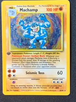 Machamp 8/102 Base set holo rare vintage WOTC pokemon card - Image 1