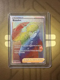 Pokemon Brandon 203/195 Silver Tempest Sword & Shield SECRET RARE TRAINER - Image 1