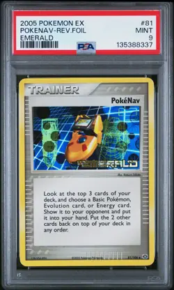 2005 POKEMON EX EMERALD #81 POKENAV-REVERSE FOIL PSA 9 - Image 1
