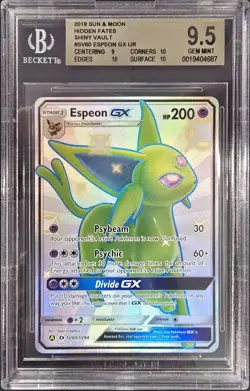 2019 Pokemon Sun and Moon Hidden Fates Shiny Vault #SV60 Espeon GX UR BGS 9.5 - Image 1