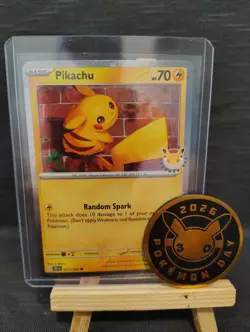 30th Anniversary Stamped Pikachu 051/162 with Challenge Coin! Pokemon TCG - Image 1