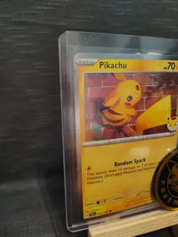 30th Anniversary Stamped Pikachu 051/162 with Challenge Coin! Pokemon TCG - Image 2