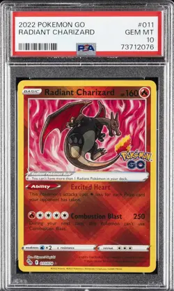 2022 POKEMON GO #011 RADIANT CHARIZARD PSA 10 - Image 1
