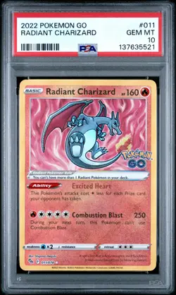 2022 POKEMON GO #011 RADIANT CHARIZARD PSA 10 - Image 1