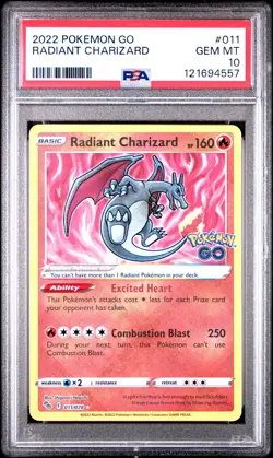 2022 POKEMON GO #011 RADIANT CHARIZARD PSA 10 - Image 1