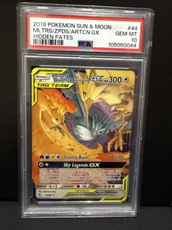 Pokemon TCG Moltres & Zapdos & Articuno GX 44/68 Hidden Fates PSA 10 - Image 1