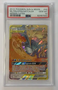 PSA 10 Moltres & Zapdos Articuno GX Tag Team 44/68 Pokemon Card Hidden Fates - Image 1