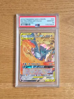 Pokemon TCG Hidden Fates Moltres & Zapdos & Articuno GX 44/68 PSA 10 Gem Mint - Image 1