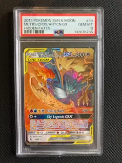 PSA 10 Moltres & Zapdos Articuno GX Tag Team 44/68 Pokemon Card Hidden Fates . - Image 1