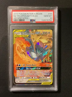 PSA 10 Moltres & Zapdos Articuno GX Tag Team 44/68 Pokemon Card Hidden Fates - Image 1