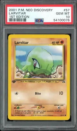 PSA 10 Larvitar 1st Edition Neo Discovery 57/75 Pokemon Card - Image 1