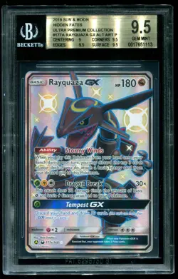BGS 9.5 Rayquaza GX Full Art Hidden Fates Premium Collection Pokemon #177a - Image 1
