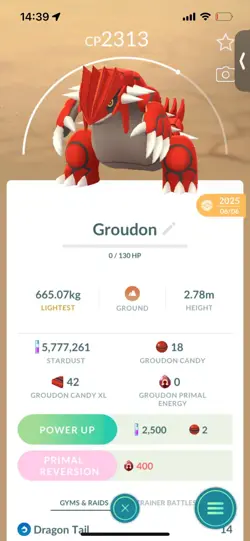 Pokemon Go Legendary Groudon ( Normal ) ( Reduced) - Image 1