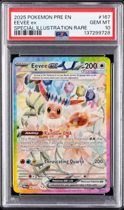 2025 POKEMON PRE EN-PRISMATIC EVOLUTIONS #167 EEVEE EX PSA 10 - Image 1