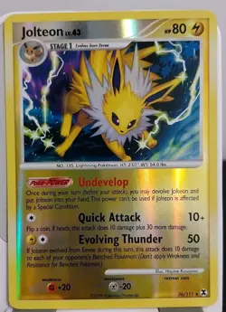 Jolteon Lv. 43 26/111 Rising Rivals Reverse Holo Rare Pokemon Trading Card - Image 1