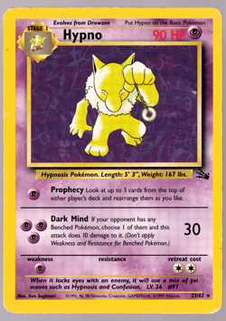Hypno 23/62 Fossil Pokemon Card 1999 HP - Image 1