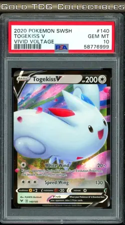 PSA 10 ⭐ Pokemon Togekiss V 140 Vivid Voltage Full Art Graded Card - Image 1