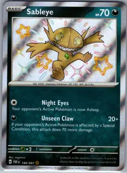 Sableye 184/091 SV: Paldean Fates - Pokemon Card - NM - Image 1