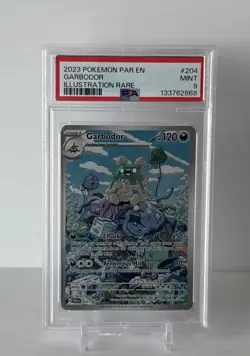2023 Pokemon PAR EN GARBOUR ILLUSTRATION RARE #204 PSA 9 MINT - Image 1
