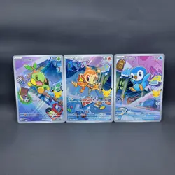 Pokemon First Partner Illustration 3 Card Lot Turtwig 40 Chimchar 41 Piplup... - Image 1