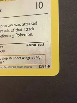 1st Edition Pokemon TCG Jungle Set Sparrow 62/64 Common NM - Image 5