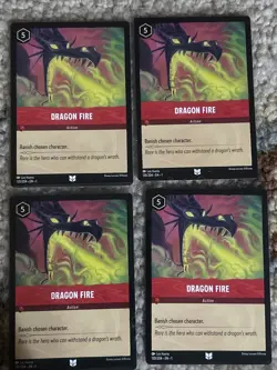 4x Disney Lorcana - Dragon Fire #139 x4 Pull To Sleeve Mint - Image 1