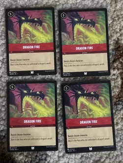 4x Disney Lorcana - Dragon Fire #139 x4 Pull To Sleeve Mint - Image 4