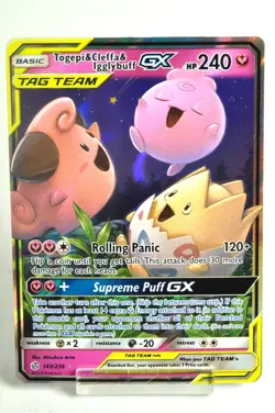 Pokemon card Togepi & Cleffa & Igglybuff GX 143/236 Cosmic Eclipse 2019 English - Image 1