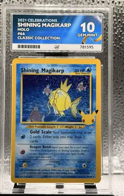 Shining Magikarp 66/64 Ace 10 Celebrations Card Perfect Subgrades - Image 1