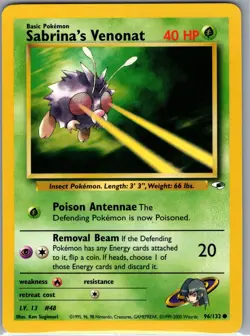 Sabrina's Venonat 96/132 Non Holo Gym Heroes - Pokemon Card - NM - Image 1
