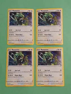 Pokemon Sword & Shield Rayquaza SWSH 029 Promo Black Star Holo Playset (4) Cards - Image 1