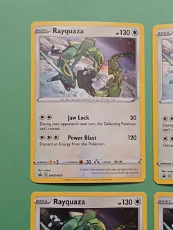 Pokemon Sword & Shield Rayquaza SWSH 029 Promo Black Star Holo Playset (4) Cards - Image 3