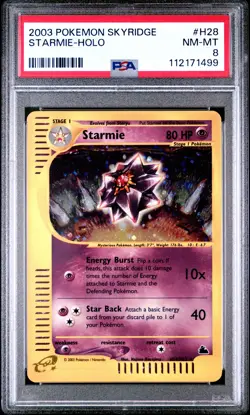 2003 POKEMON SKYRIDGE #H28 STARMIE-HOLO PSA 8 - Image 1