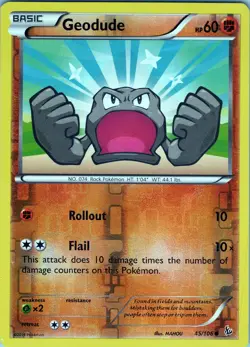 Geodude 45/106 Common - Pokemon TCG XY: Flashfire - Reverse Holo (NM) - Image 1