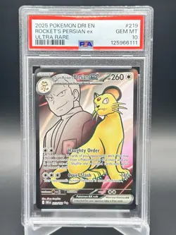 2025 POKEMON DRI EN-DESTINED RIVALS ULTRA RARE TEAM ROCKET'S PERSIAN EX PSA 10 - Image 1