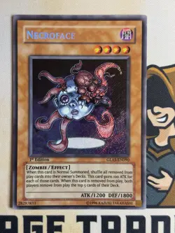 Necroface GLAS-EN090 Secret Rare 1st Edition Yu-Gi-Oh! NM Foil Bleed - Image 2