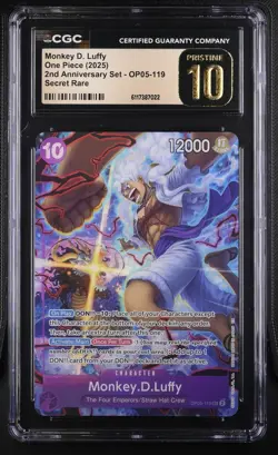One Piece Monkey D Luffy OP05-119 2nd Anniversary Set Promo CGC PRISTINE 10 - Image 1