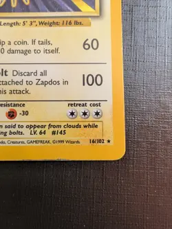 Pokemon Zapdos Holo Card 16/102 Unlimited Edition 1999 Base Set HP - Image 5