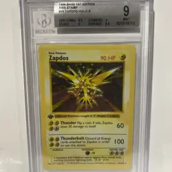 1999 Pokemon Base Set Zapdos 16/102 1st Edition Shadowless Holo BGS 9 - Image 1