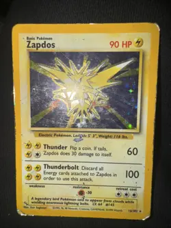 Pokemon Zapdos Holo Card 16/102 Unlimited Edition 1999 Base Set HP - Image 1