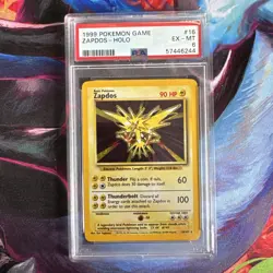 1999 Pokemon Zapdos Holo Base Set Unlimited 16/102 PSA 6 EX-MT - Image 1