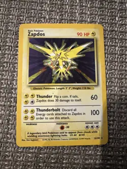 Zapdos 16/102 Holo Base Set 1999 Lightly Played Pokemon Card - Image 2