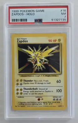 ZAPDOS (1999) POKEMON UNLIMITED BASE SET - 16/102 (HOLO) PSA 7 - Image 1