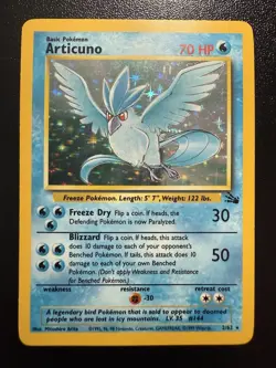 Pokemon TCG Articuno Fossil Holo Card 2/62 Unlimited Rare 1999 Base - Image 1