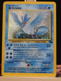 Pokemon TCG Articuno Fossil Holo Card 2/62 Unlimited Rare 1999 Base Set MP - Image 1