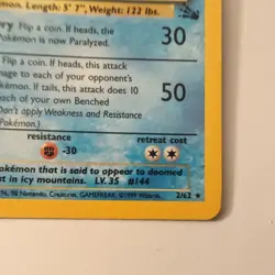 Pokemon TCG Articuno Fossil Holo Card 2/62 Unlimited Rare 1999 Base - Image 3