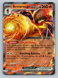 Armarouge ex Double Rare SV04: Paradox Rift #027/182 Holo tcg Pokemon Card - Image 1