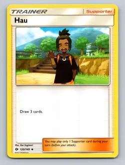 Hau Uncommon SM Base Set #120/149 tcg Pokemon Card NM - Image 1