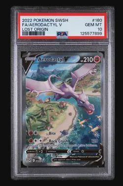 PSA 10 Aerodactyl V 180/196 Pokemon Lost Origin Alternative Art Graded Card - Image 1