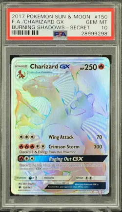 Pokemon Charizard GX 150/147 Sm-Burning Shadows Rainbow Rare Holo PSA 10 Card - Image 1
